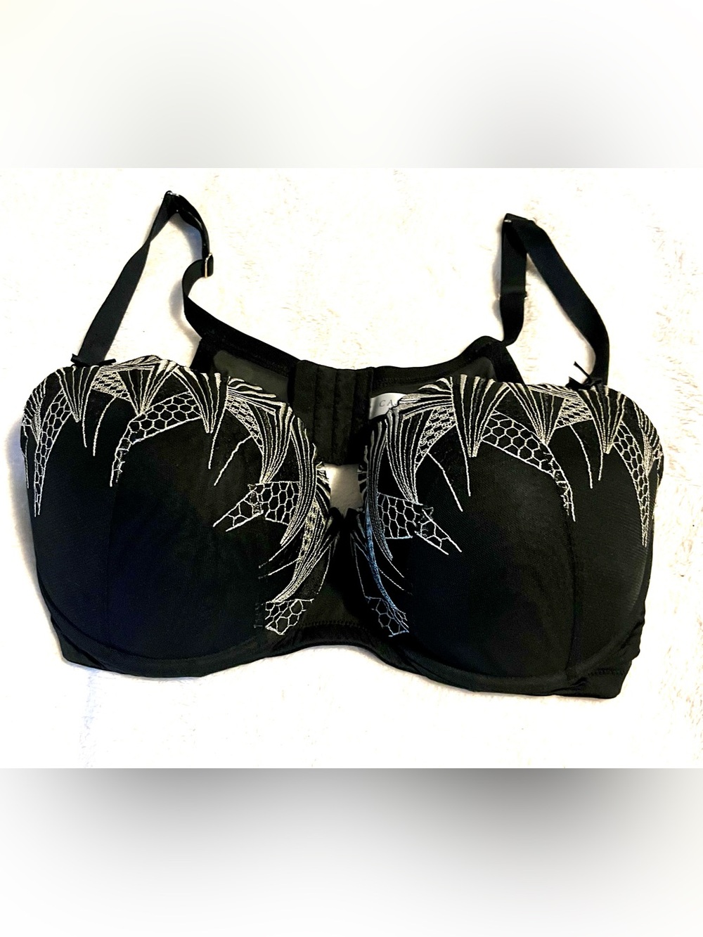 Cacique Black Bra with silver Embroidered Detail